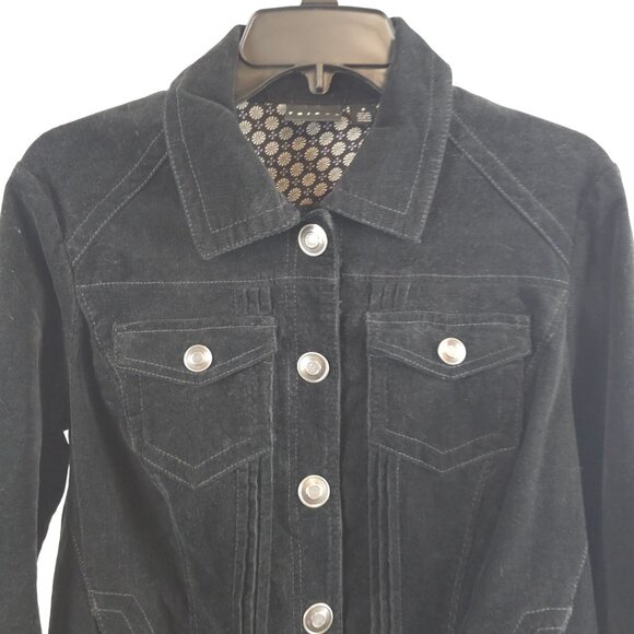 Womens Dark Academia Fall Layering Boho Y2K Western Fashion Black Denim Jacket S - Picture 4 of 15